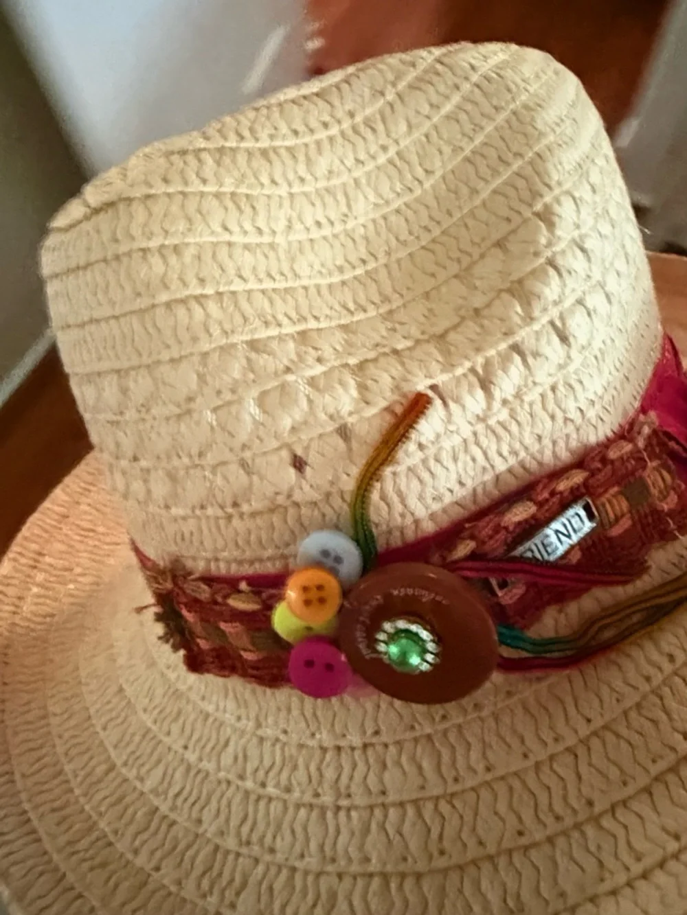 Straw Fedora Upcycled Hat Size Large